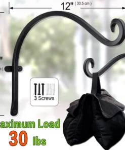 2 Pack 12 Inch Hanging Plant Bracket Wall Hooks Decorative Plant Hangers for Outdoor Bird Feeders, Wind Chimes Plant Baskets 3