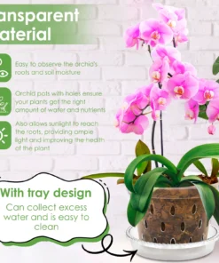 5Pcs Plastic Orchid Pot 4/5/6inch Transparent Slotted Orchid Pots with Holes and Saucers Breathable Flower Plant Pot for Nursery 6