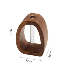 1pc Walnut Solid Wood Flower Set Hotel Decoration Simple Glass Plant Flower Arrangement Mini Aquatic Vase Hydroponic flowerpot 5
