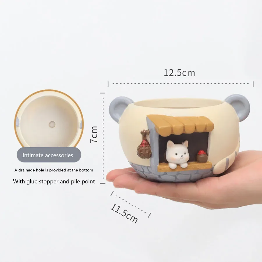 Cartoon Pet Succulent Flower Pot Office Balcony Decoration Resin Flower Pot Micro Landscape Garden Plant Pot 4