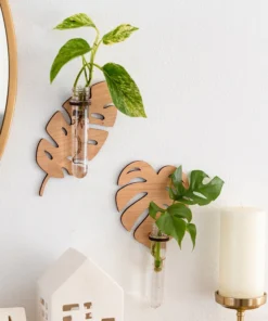 Leaf Shape Wall Planters for Indoor Plants Plant Propagation Station  Wall Decor Art Vase Stand for Women Mom Plant Lovers Gifts 1