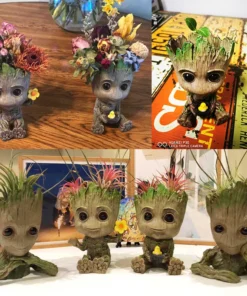 Baby Groot Flower Pot Home Decoration Planters For Indoor Plants Anime Heroism Figure Office Desktop Display Ornament Pen Holder 6