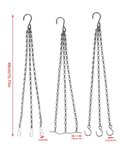 40cm Rattan Hanging Pendant Chain Flowers Basket Chain Flower Pot Hydroponic Plants Grow Tools Garden Decorations With 3 Hooks 6