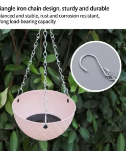 Decorative Woven Hanging Planter with Metal Hook And Drainage Tray Chain-Hung Indoor Plant Basket 6