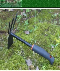 Thicken Dual Use Small Hoe Farm Garden Tools Harrow Iron Head Dual Purpose Weeding Rake Labor-saving Loosening Soil Handheld Hoe 3