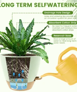 3Pcs Self Watering Flowerpot Plastic Planter with Drainage Holes 8/9/10 Inch Hanging Succulent Planter Pot Gardening Decoration 3