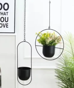 Creative Iron Plant Hanging Basket with Hook Modern Succulent Plant Flowerpot Hanging Bucket Simple Plant Pot Home Decoration 2