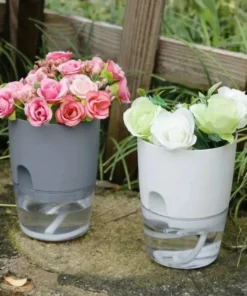 5/10Pcs Self Watering Plastic Flower Pot Double Layer Hydroponics Plants Bonsai Pot Vases Succulent Potted Home Office Decor 4
