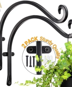 2 Pack 12 Inch Hanging Plant Bracket Wall Hooks Decorative Plant Hangers for Outdoor Bird Feeders, Wind Chimes Plant Baskets 1