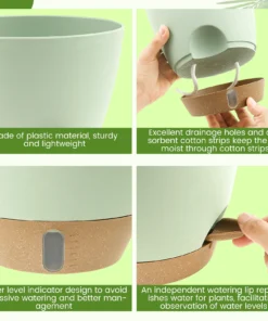 3Pcs Self Watering Flowerpot Plastic Planter with Drainage Holes 8/9/10 Inch Hanging Succulent Planter Pot Gardening Decoration 4