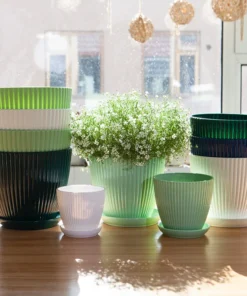 Flower Pot Round Planters Succulents Plant Pot with Tray Office Desktop Balcony Home Garden Decoration Outdoor Potted 5 Sizes 1