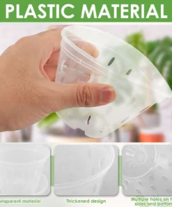 5Pcs Plastic Orchid Pot 4/5/6inch Transparent Slotted Orchid Pots with Holes and Saucers Breathable Flower Plant Pot for Nursery 3