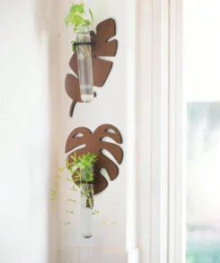 Leaf Shape Wall Planters for Indoor Plants Plant Propagation Station Wall Decor Art Vase Stand for Women Mom Plant Lovers Gifts 6
