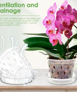 5Pcs Plastic Orchid Pot 4/5/6inch Transparent Slotted Orchid Pots with Holes and Saucers Breathable Flower Plant Pot for Nursery 5