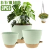 3Pcs Self Watering Flowerpot Plastic Planter with Drainage Holes 8/9/10 Inch Hanging Succulent Planter Pot Gardening Decoration 1