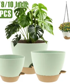 3Pcs Self Watering Flowerpot Plastic Planter with Drainage Holes 8/9/10 Inch Hanging Succulent Planter Pot Gardening Decoration 1