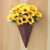 Home Decoration Hanging Flower Basket Durable Plastic Art Rattan Wall Hanging Fan-shaped Pattern Flower Arrangement Container 1