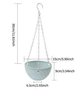 Decorative Woven Hanging Planter with Metal Hook And Drainage Tray Chain-Hung Indoor Plant Basket 4