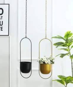 Creative Iron Plant Hanging Basket with Hook Modern Succulent Plant Flowerpot Hanging Bucket Simple Plant Pot Home Decoration 3