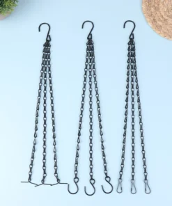 40cm Rattan Hanging Pendant Chain Flowers Basket Chain Flower Pot Hydroponic Plants Grow Tools Garden Decorations With 3 Hooks 2
