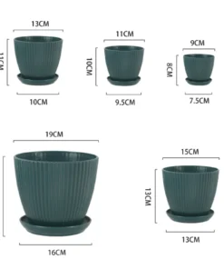 Flower Pot Round Planters Succulents Plant Pot with Tray Office Desktop Balcony Home Garden Decoration Outdoor Potted 5 Sizes 6