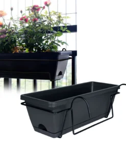 Hanging Planter for Balcony Railing Plant Basket Fence Planter Home Decor Window Box Planter Flower Pot for Garden Deck Yard 6L 2