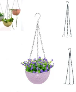 40cm Rattan Hanging Pendant Chain Flowers Basket Chain Flower Pot Hydroponic Plants Grow Tools Garden Decorations With 3 Hooks 1