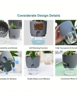 5/10Pcs Self Watering Plastic Flower Pot Double Layer Hydroponics Plants Bonsai Pot Vases Succulent Potted Home Office Decor 6