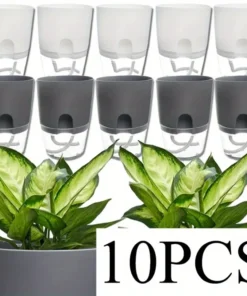 5/10Pcs Self Watering Plastic Flower Pot Double Layer Hydroponics Plants Bonsai Pot Vases Succulent Potted Home Office Decor 3