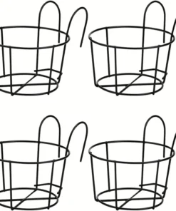 4pcs Stylish Round Metal Hanging Planters - Perfect for Balcony, Garden & Indoor Decor! 1