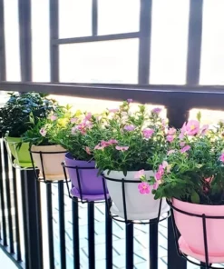 4pcs Stylish Round Metal Hanging Planters - Perfect for Balcony, Garden & Indoor Decor! 3