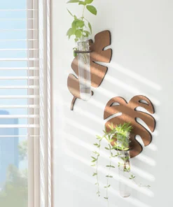 Leaf Shape Wall Planters for Indoor Plants Plant Propagation Station  Wall Decor Art Vase Stand for Women Mom Plant Lovers Gifts 2