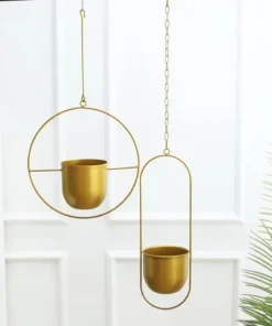 Creative Iron Plant Hanging Basket with Hook Modern Succulent Plant Flowerpot Hanging Bucket Simple Plant Pot Home Decoration 4