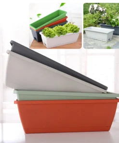 1Pc Eco-Friendly Rectangular Flowers Pot With Drain Holes Garden Balcony Reusable Plants Vegetables Shatterproof Large Planter 6