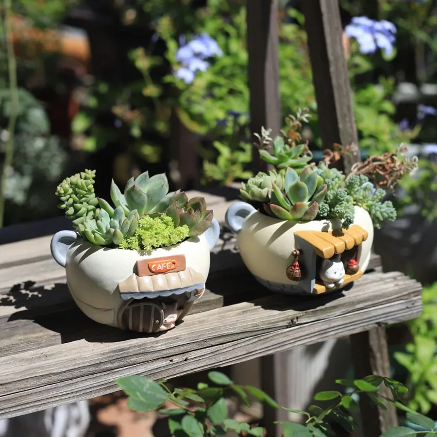 Cartoon Pet Succulent Flower Pot Office Balcony Decoration Resin Flower Pot Micro Landscape Garden Plant Pot 2