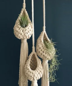 LUDA Boho Macrame Air Plant Hanger Tillandsia Hanging Basket Rope Holder Flower Home Decor 1