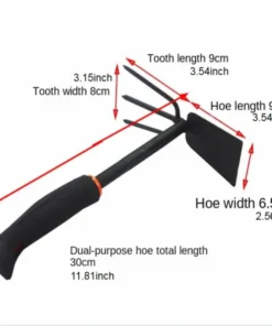 Thicken Dual Use Small Hoe Farm Garden Tools Harrow Iron Head Dual Purpose Weeding Rake Labor-saving Loosening Soil Handheld Hoe 6