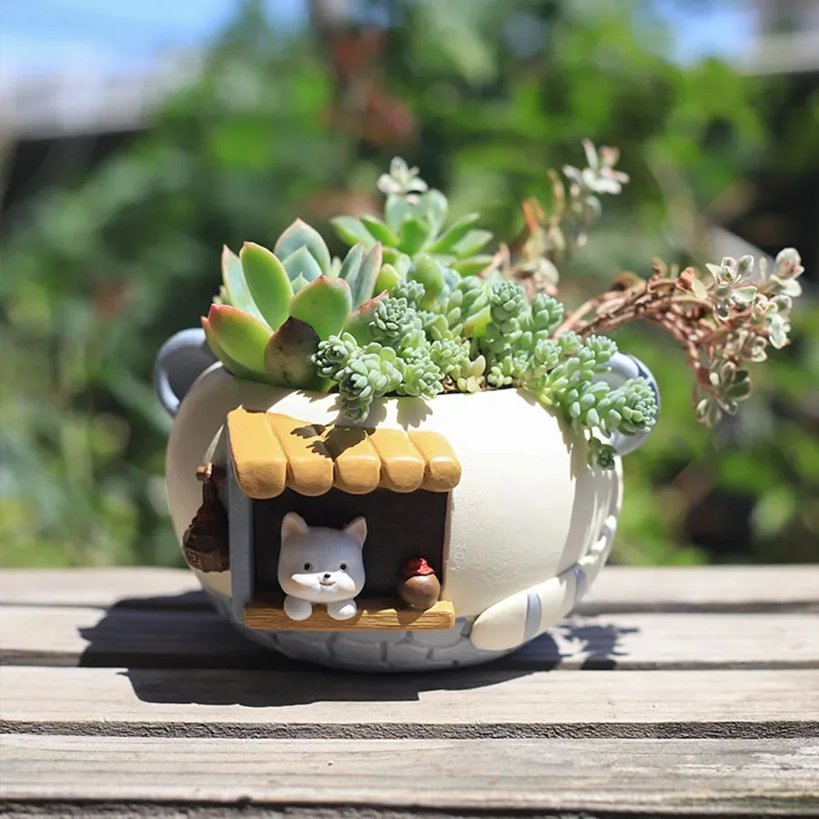 Cartoon Pet Succulent Flower Pot Office Balcony Decoration Resin Flower Pot Micro Landscape Garden Plant Pot 3